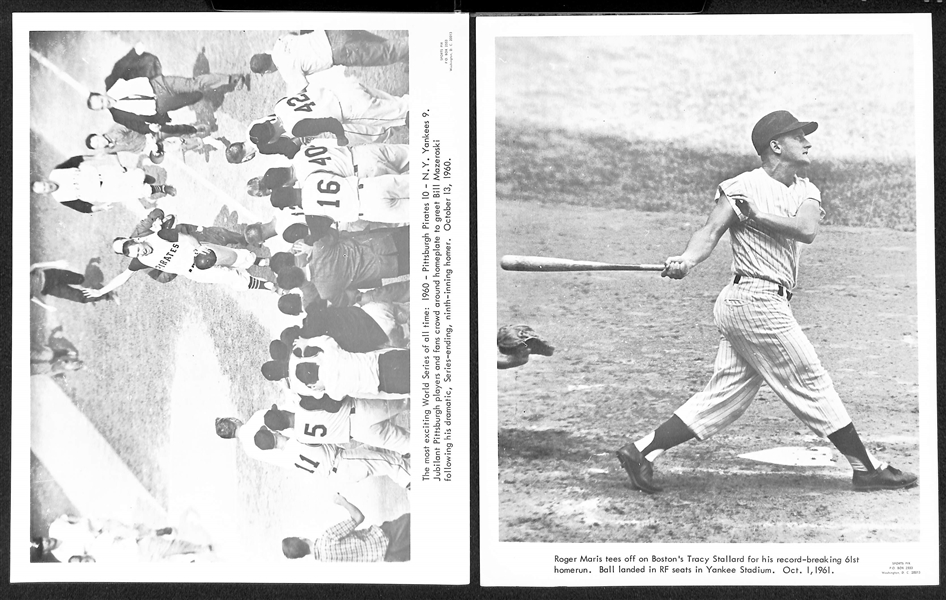 Lot of (15) 1960s Sports Pix Premium Photos w. Babe Ruth, Gehrig, DiMaggio, Musial, Mays, Gehrig/Cobb, Maris